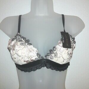 Youmita Small Black Triangle Floral Lace Bralette W/embroidery